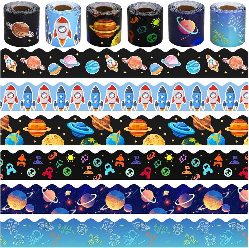 DASTTUIS 6 Rolls 196.8 Ft Space Bulletin Board Borders Set – Colorful Classroom Trim – Outer Space Galaxy Theme for Teachers, Schools & Office Decor -Perfect for Birthday, Back to School Decorative - Image 1